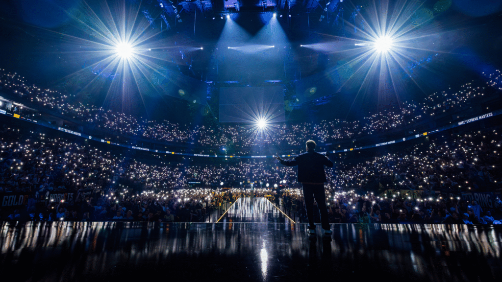 IEM Cologne 2026 playoff stage with peak viewership displayed