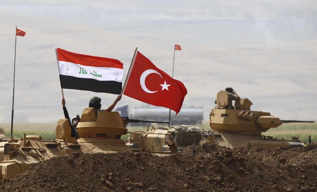 Map or satellite imagery showing Turkish military bases in northern Iraq