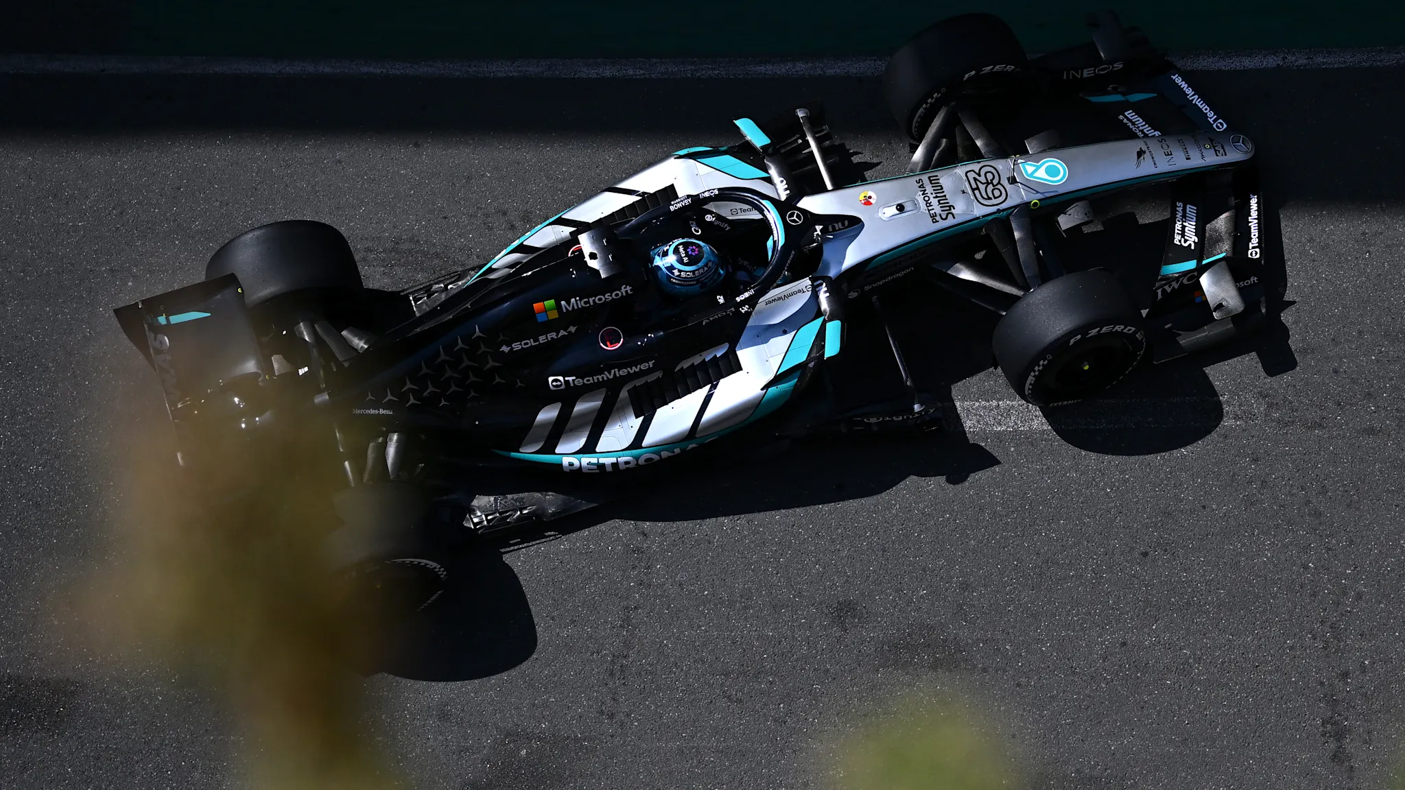 George Russell's Mercedes during practice at the Baku City Circuit