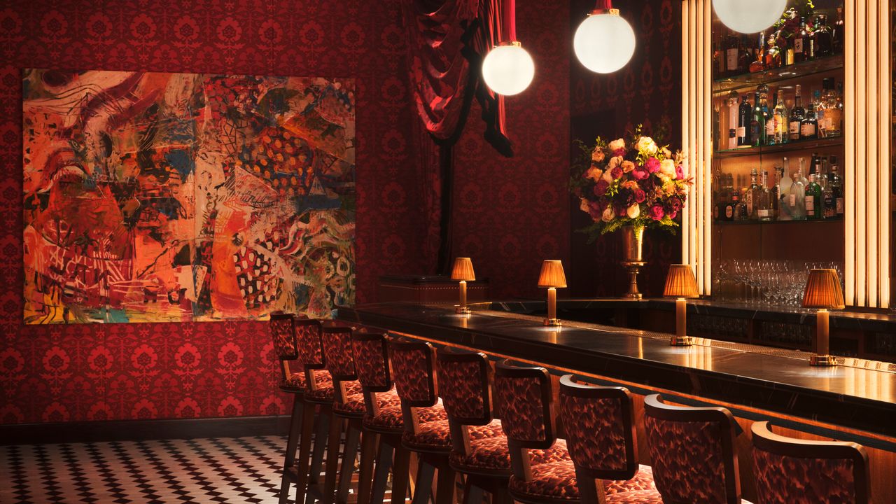 Photo of a modern Italian-American style restaurant interior in London