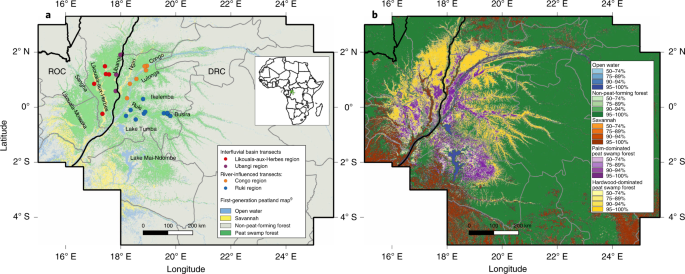 Map or graphic illustrating the scale of peat carbon stocks in the Congo Basin