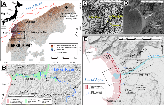 Figure from the study on fluvial response to the 2024 Noto Peninsula earthquake