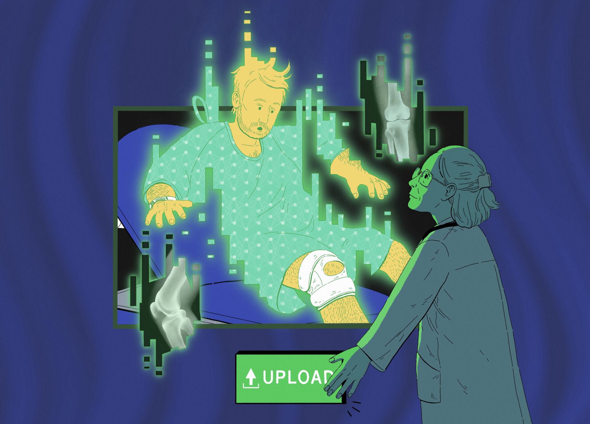 Illustration from WBUR piece on AI diagnostics entering Massachusetts doctor's offices and hospitals