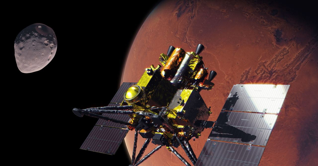 Illustration of the MMX probe near Phobos