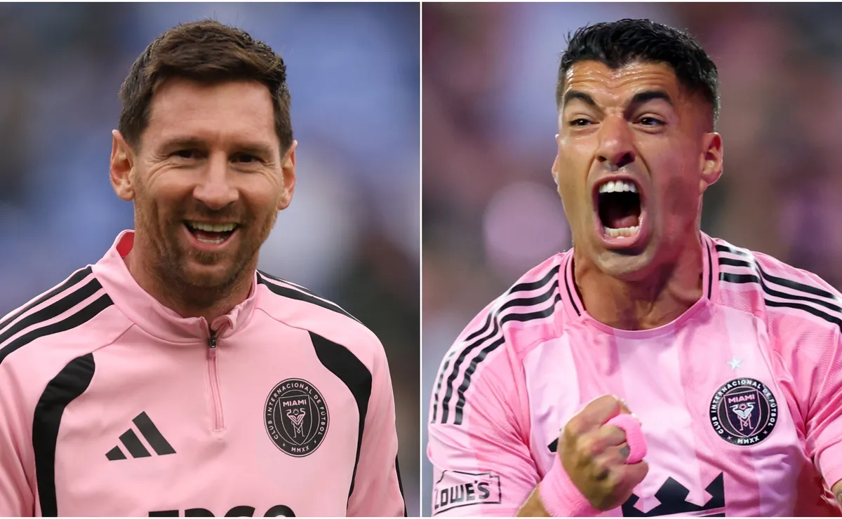 Messi and Suárez from their Inter Miami days — celebrating Barcelona's La Liga triumph