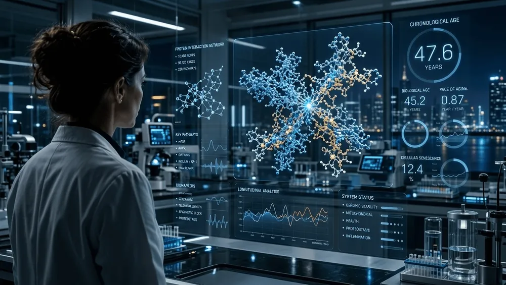 AI-designed drug aging clock analysis visualization
