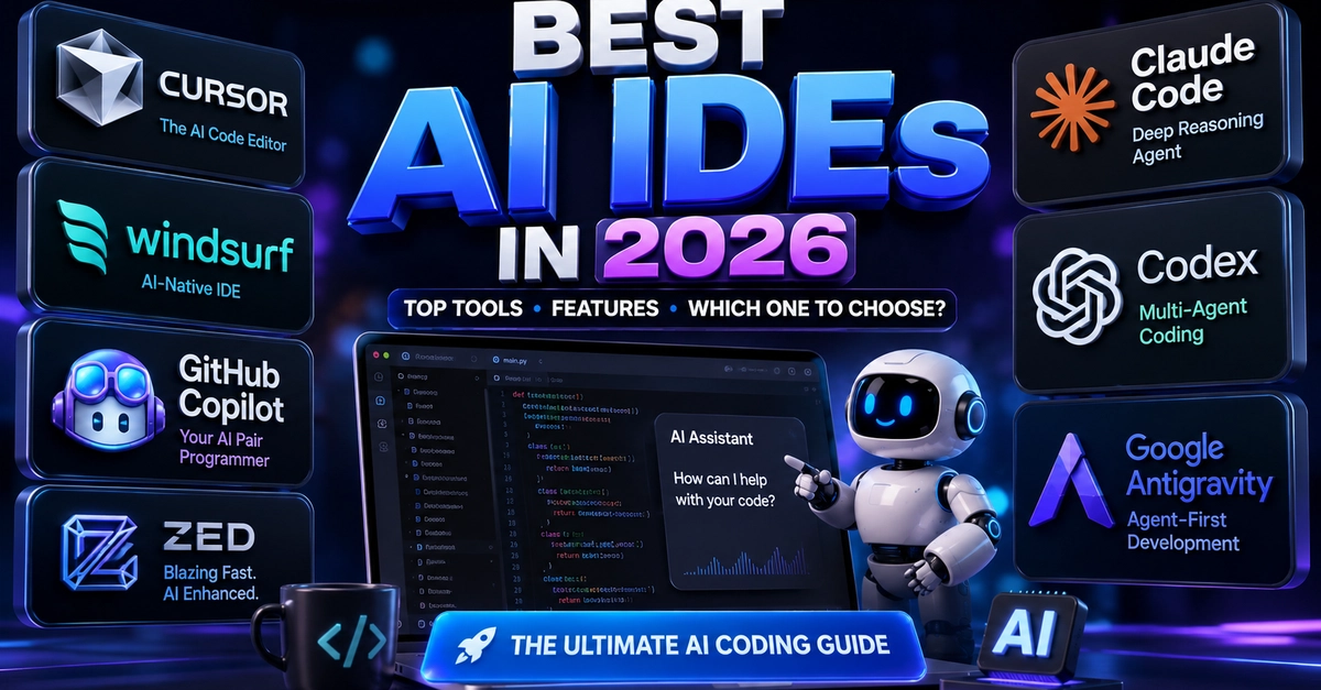 Best AI IDEs comparison 2026 — Cursor, Windsurf, Copilot, Zed, Claude Code, Codex