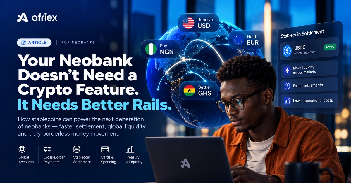 Stablecoin infrastructure commentary from Afriex on DEV
