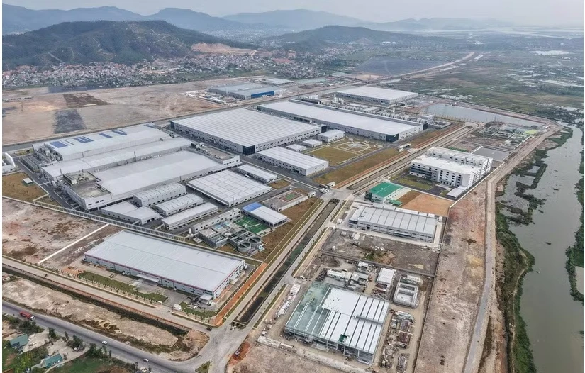 Aerial view of Quang Ninh province industrial zones with manufacturing facilities and development infrastructure