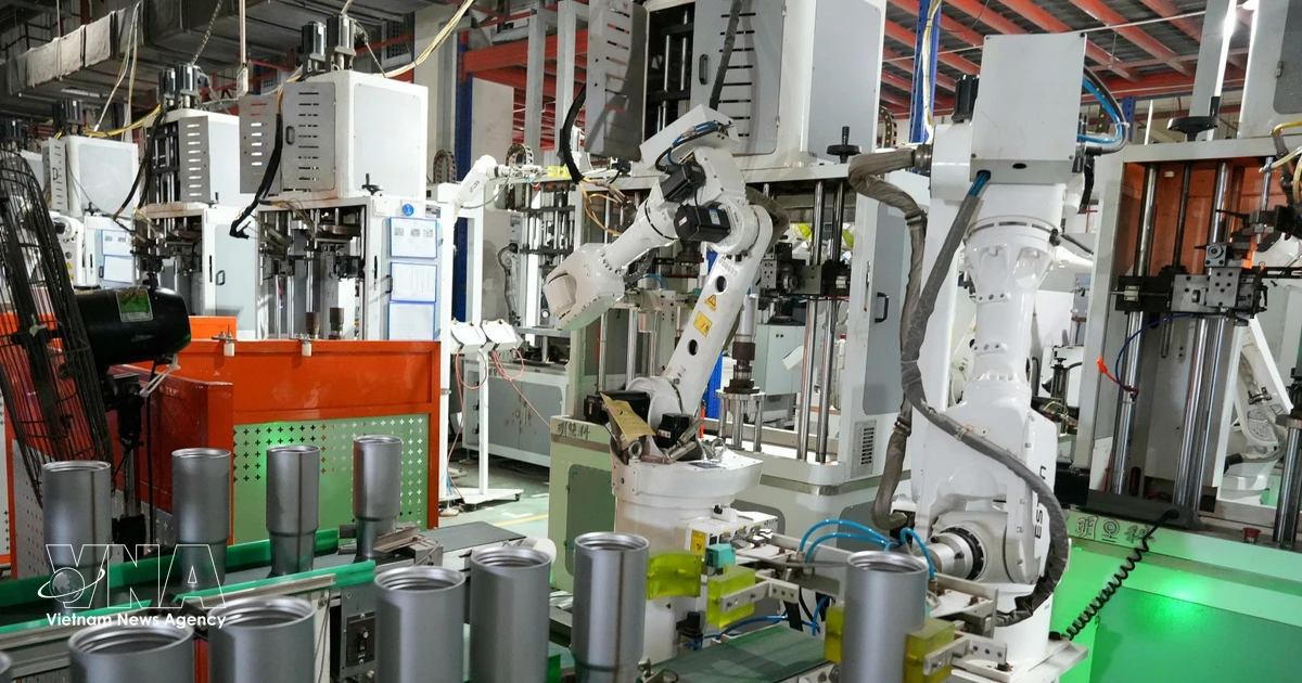 Vietnamese manufacturing facility with advanced machinery processing electronic components for global supply chains