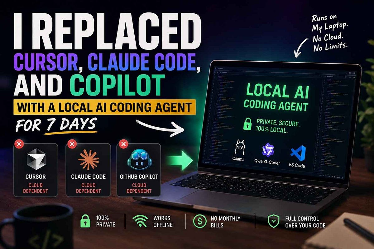 Screenshot of Medium article on local AI coding agent test