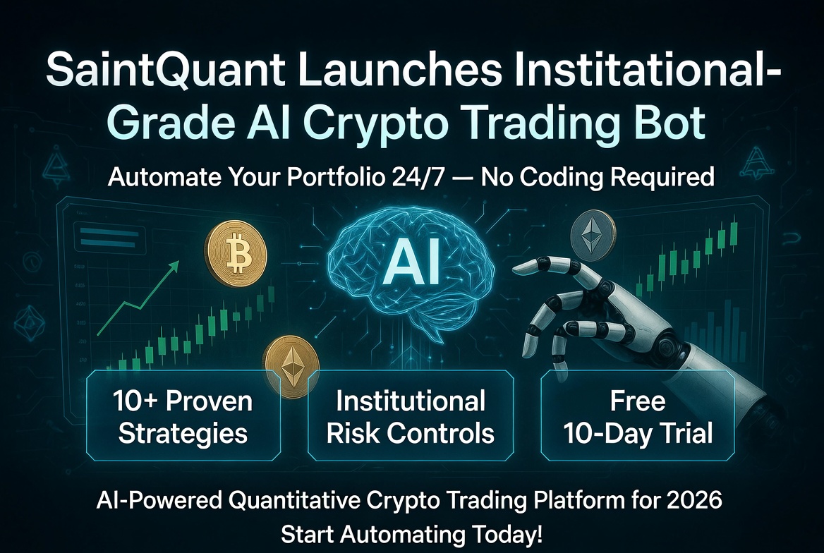 SaintQuant AI 암호화폐 자동화 거래 플랫폼 이미지