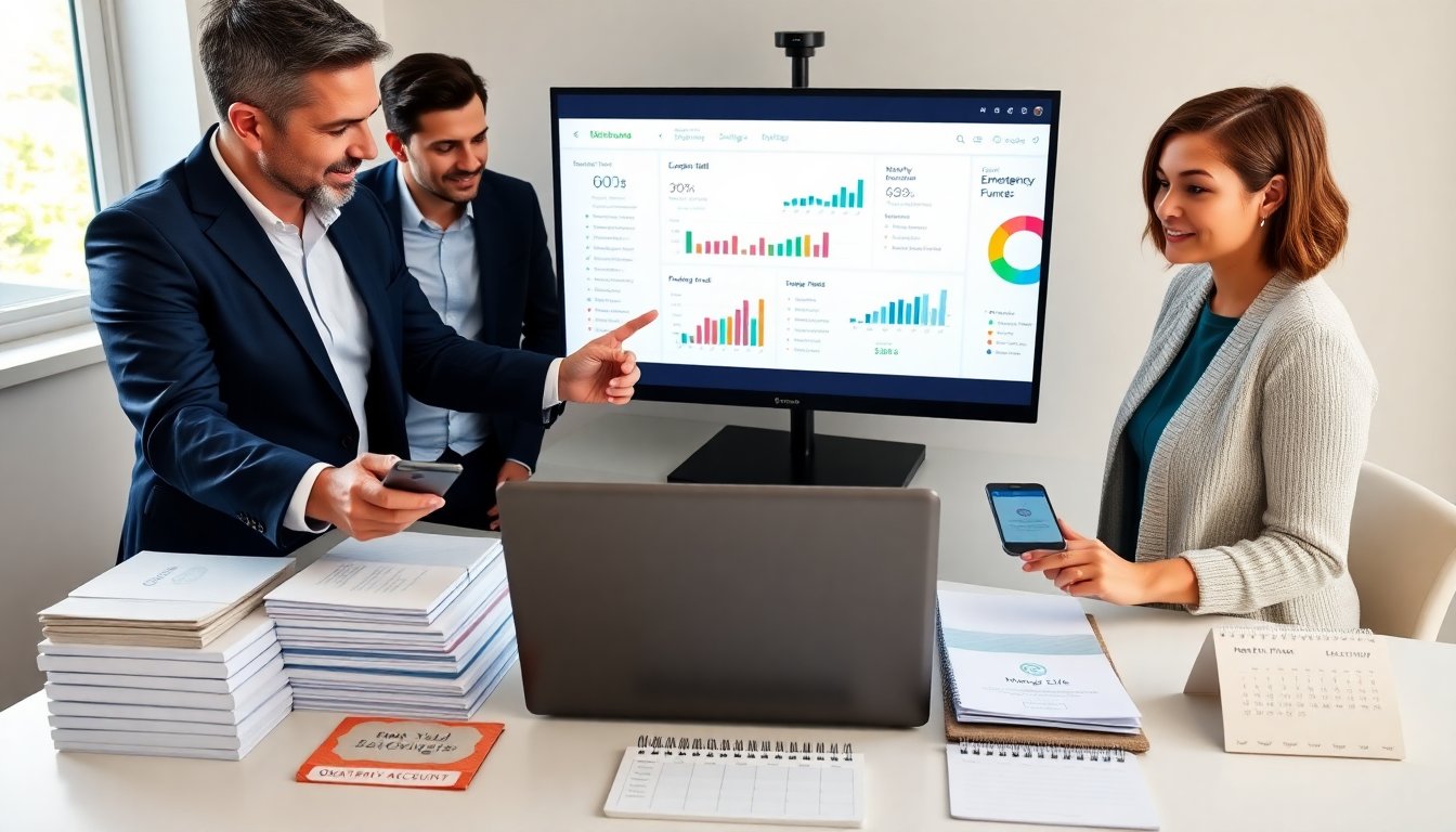 Laptop displaying a personal finance planning workspace