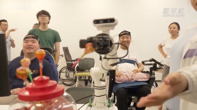 Stair Medical patient using brain implant to move a lollipop