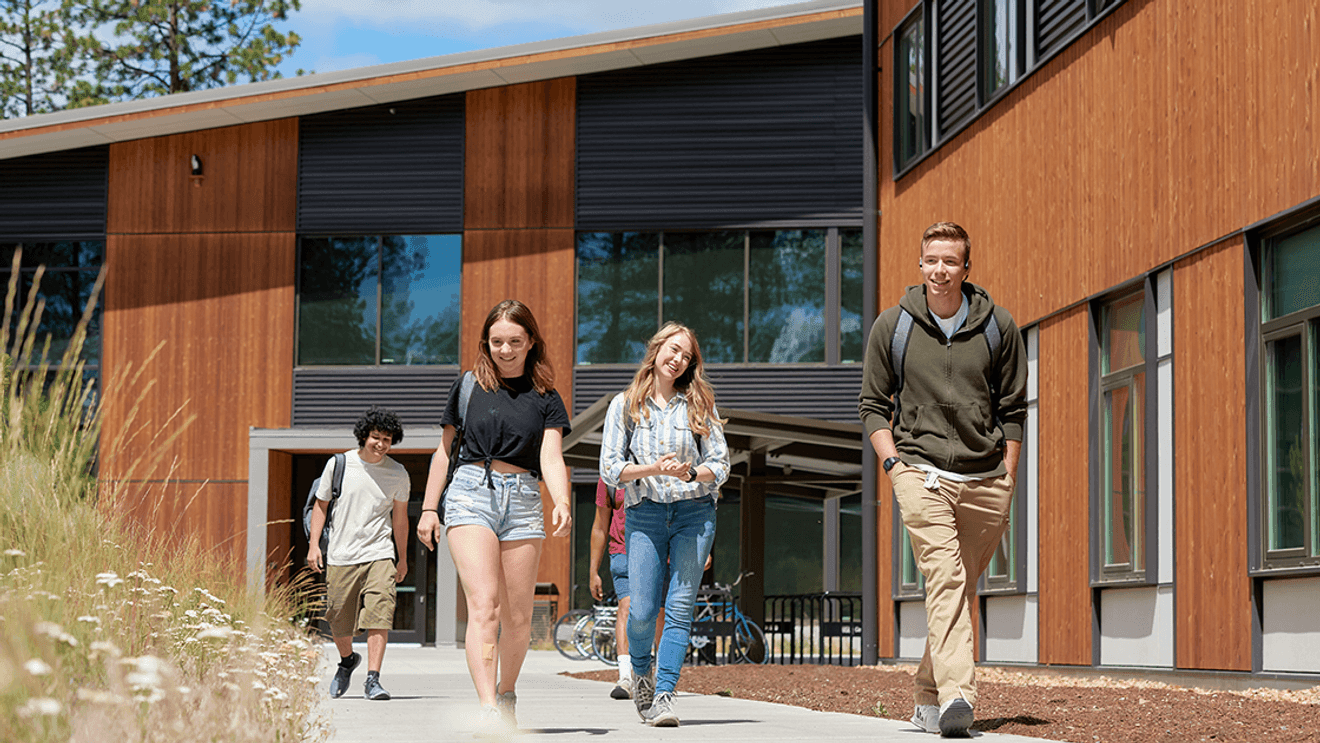 Student walking on campus