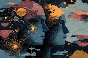 Two heads surrounded by magnetic pulses representing TMS depression treatment