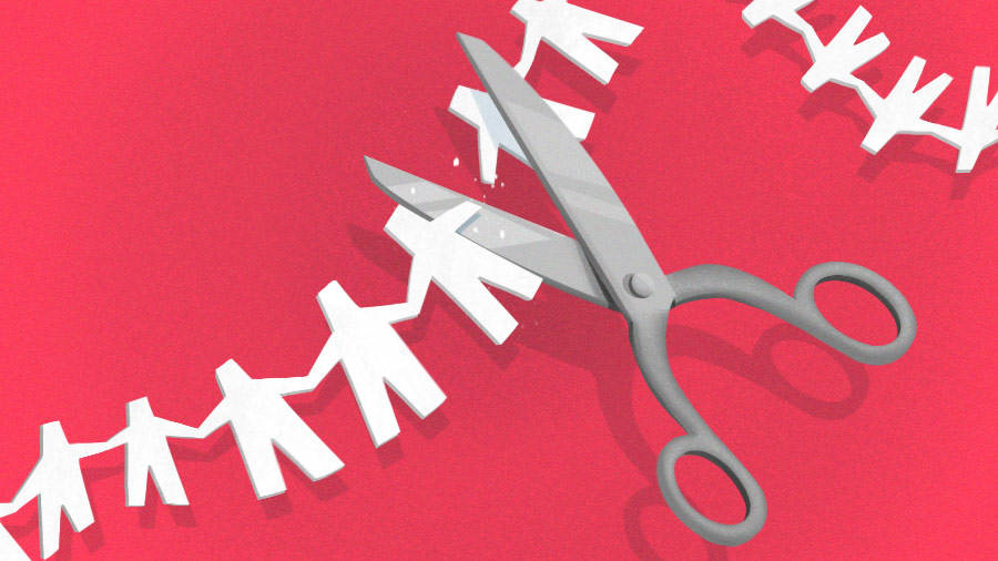 Layoffs scissors graphic