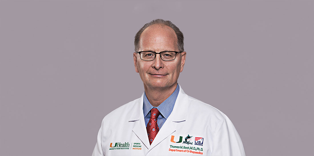 Portrait of Dr. Thomas Best receiving ACSM recognition for sports medicine advancement