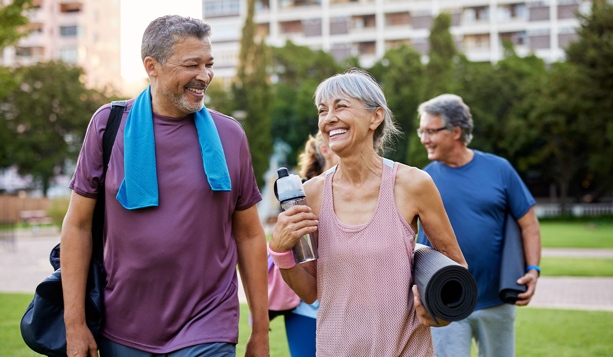 Older adult practicing yoga for brain health