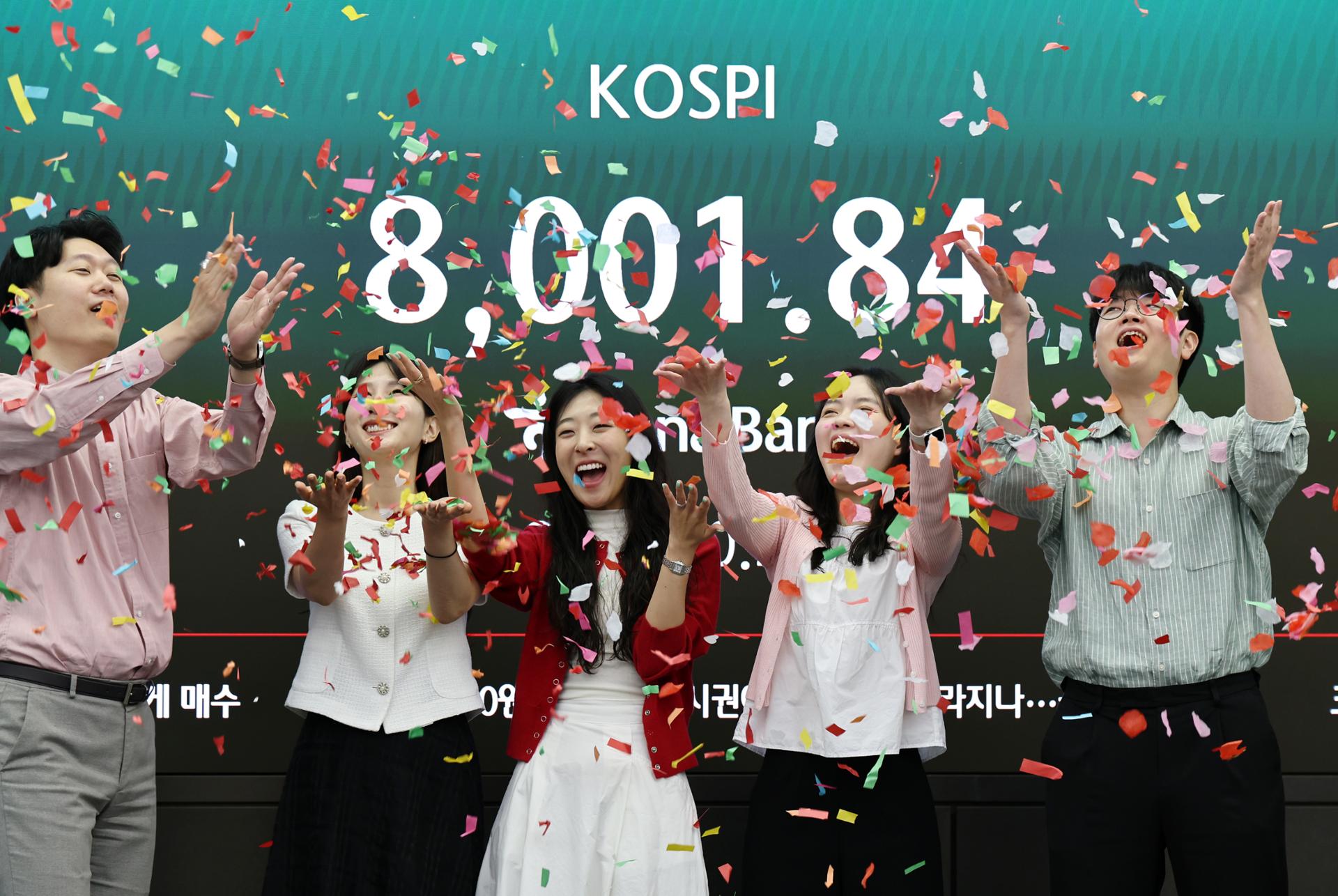 Image of KOSPI market status after hitting 8000 and plunging