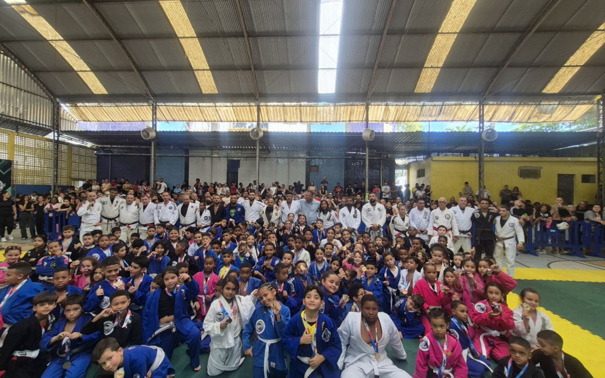 Young athletes at the Aliados Jiu-Jitsu Festival in Rio de Janeiro