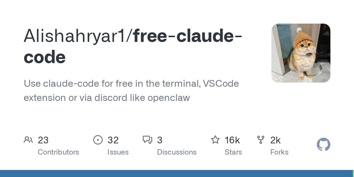 Free Claude Code GitHub project preview