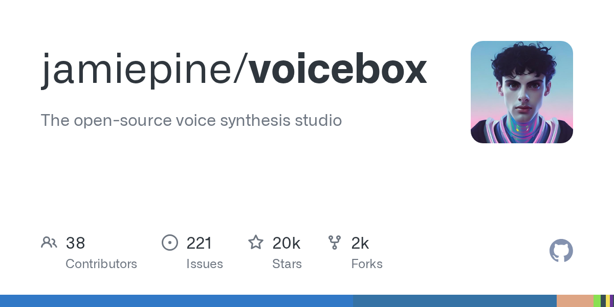 Screenshot of the Voicebox open-source voice synthesis studio GitHub repository