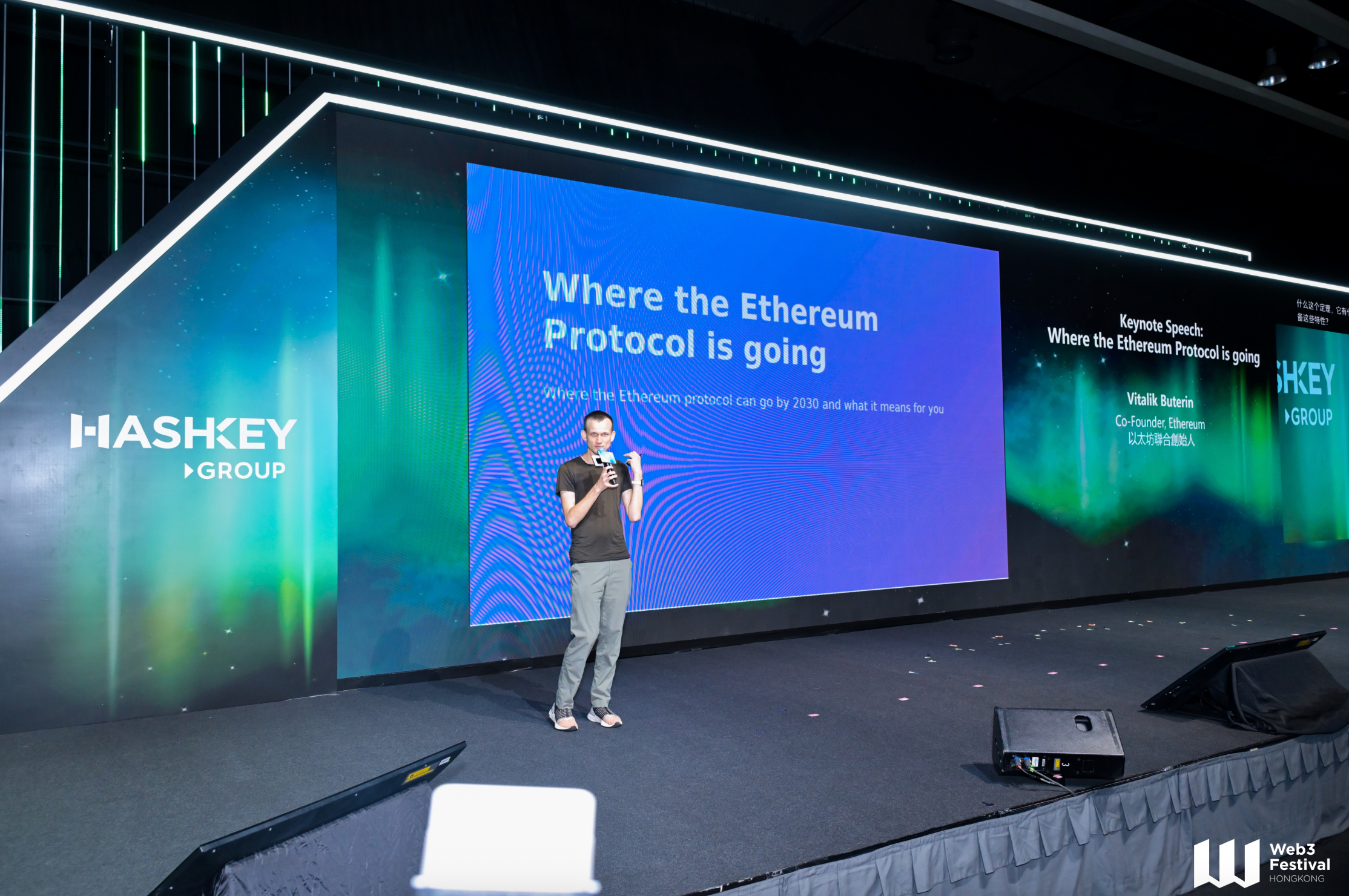 Vitalik Buterin at Hong Kong Web3 Carnival 2026 outlining Ethereum's multi-year roadmap