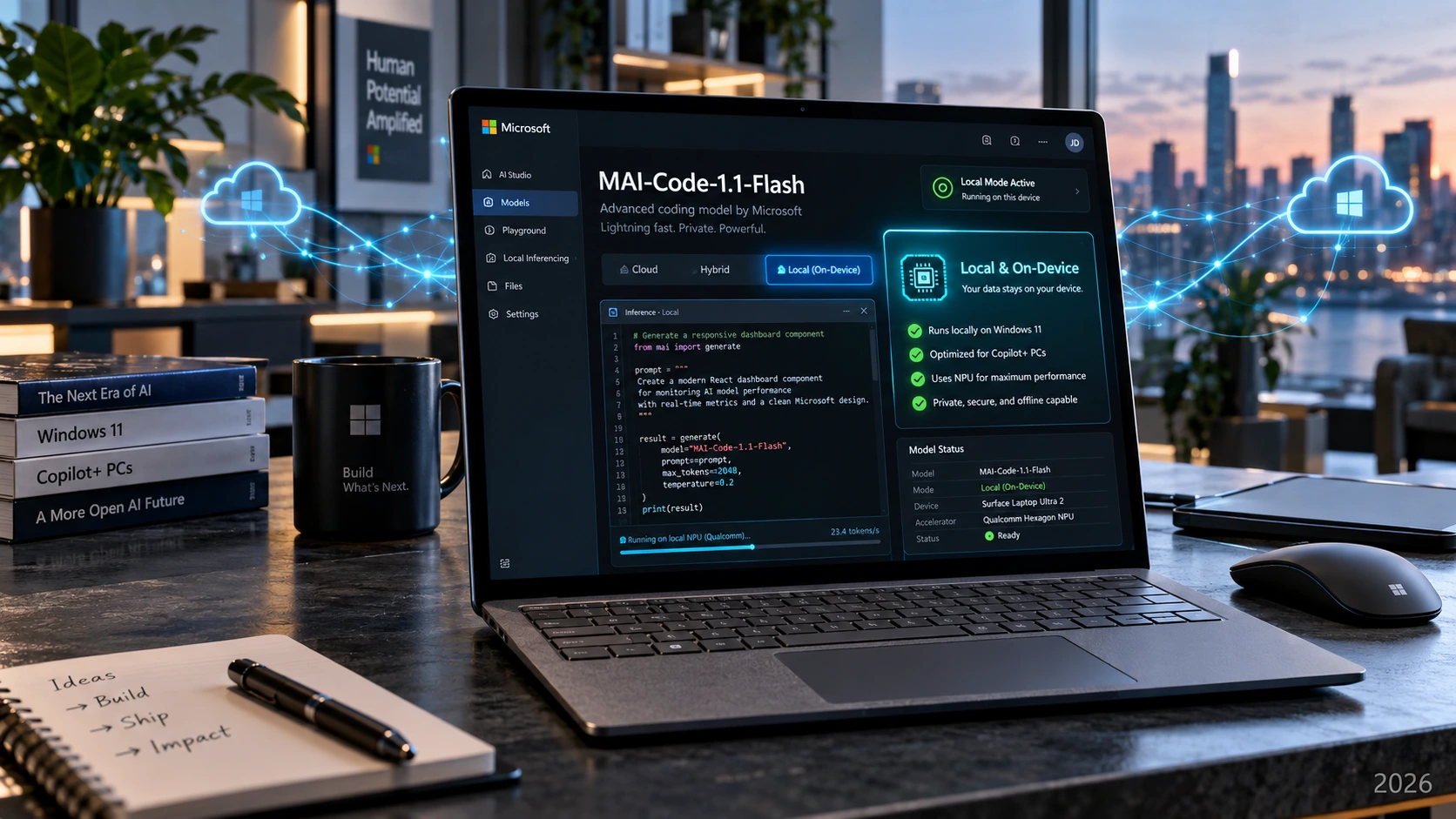 Microsoft MAI-Code-1.1-Flash on-device model announcement