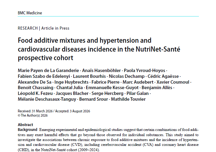 Chart showing relationship between additive combinations and cardiovascular disease incidence from NutriNet-Santé data
