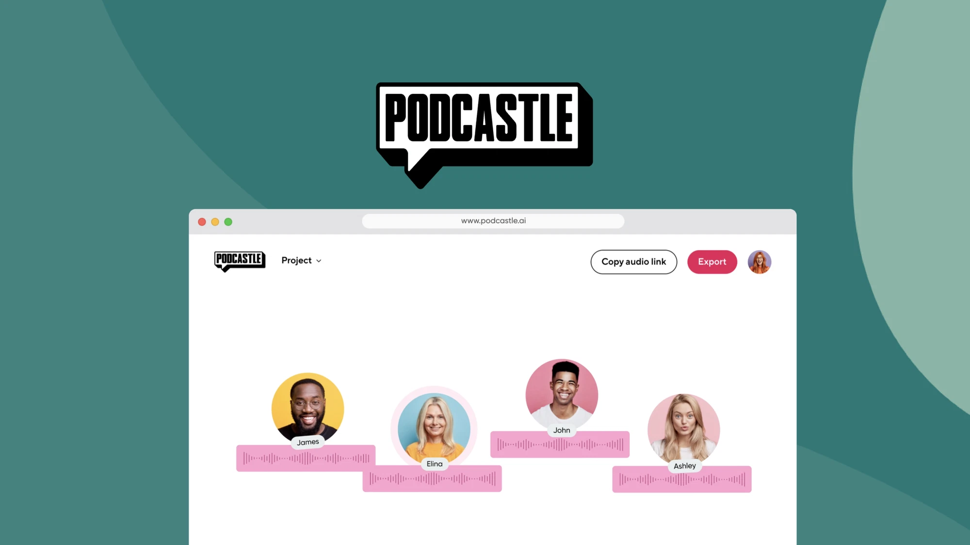 Podcastle interface showing integrated recording and editing tools