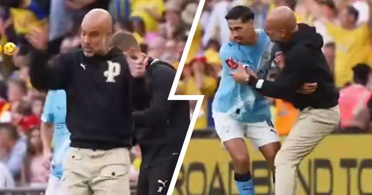 Pep Guardiola’s intense bench reaction