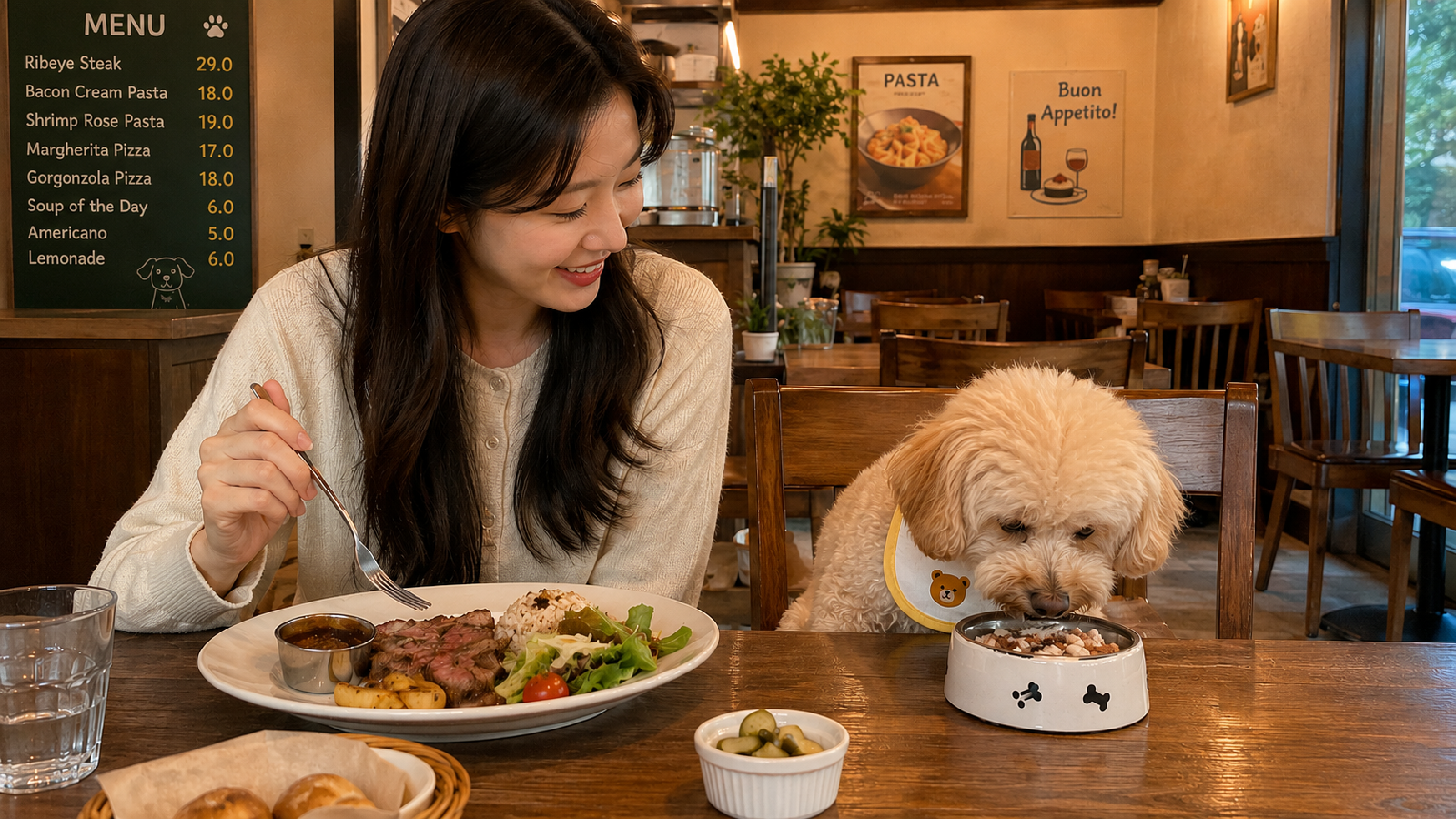 Image showcasing the dog-friendly restaurant culture in Hong Kong