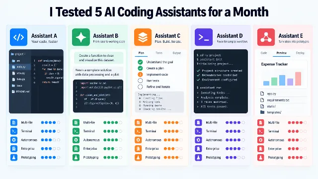 Month-long test of five AI coding assistants reveals distinct workflow strengths