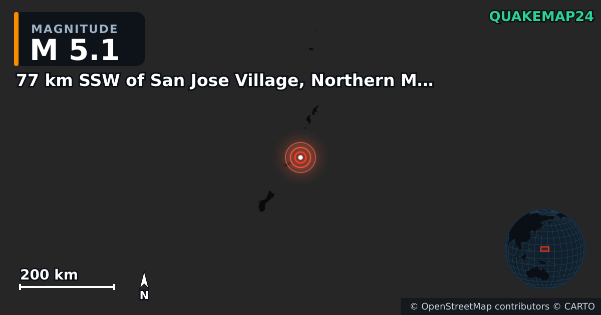 Map of M5.2 Earthquake near United States