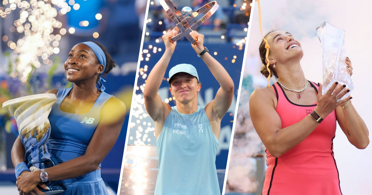 Collage of Gauff, Swiatek, and Sabalenka representing the diverse field