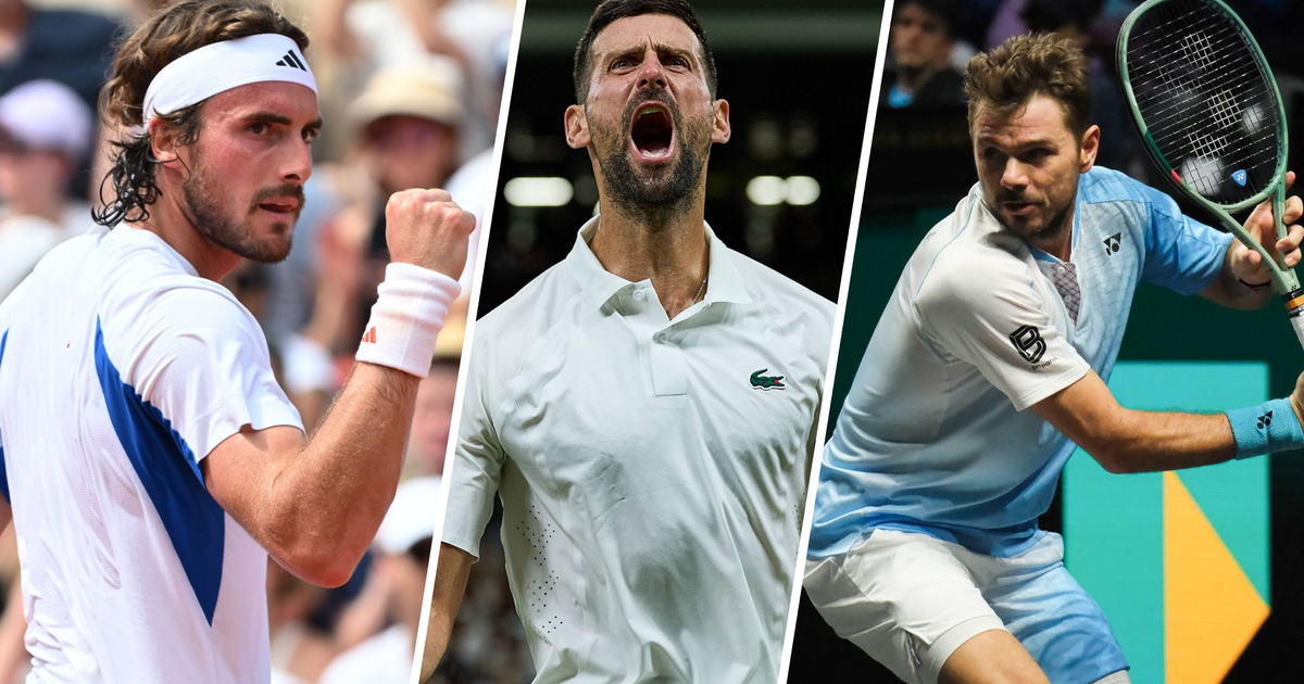 Tsitsipas, Djokovic, and Wawrinka collage