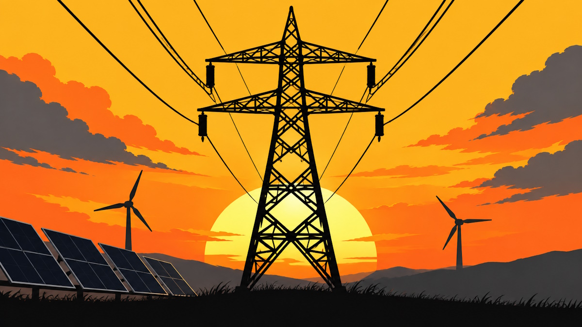German power supply at dusk