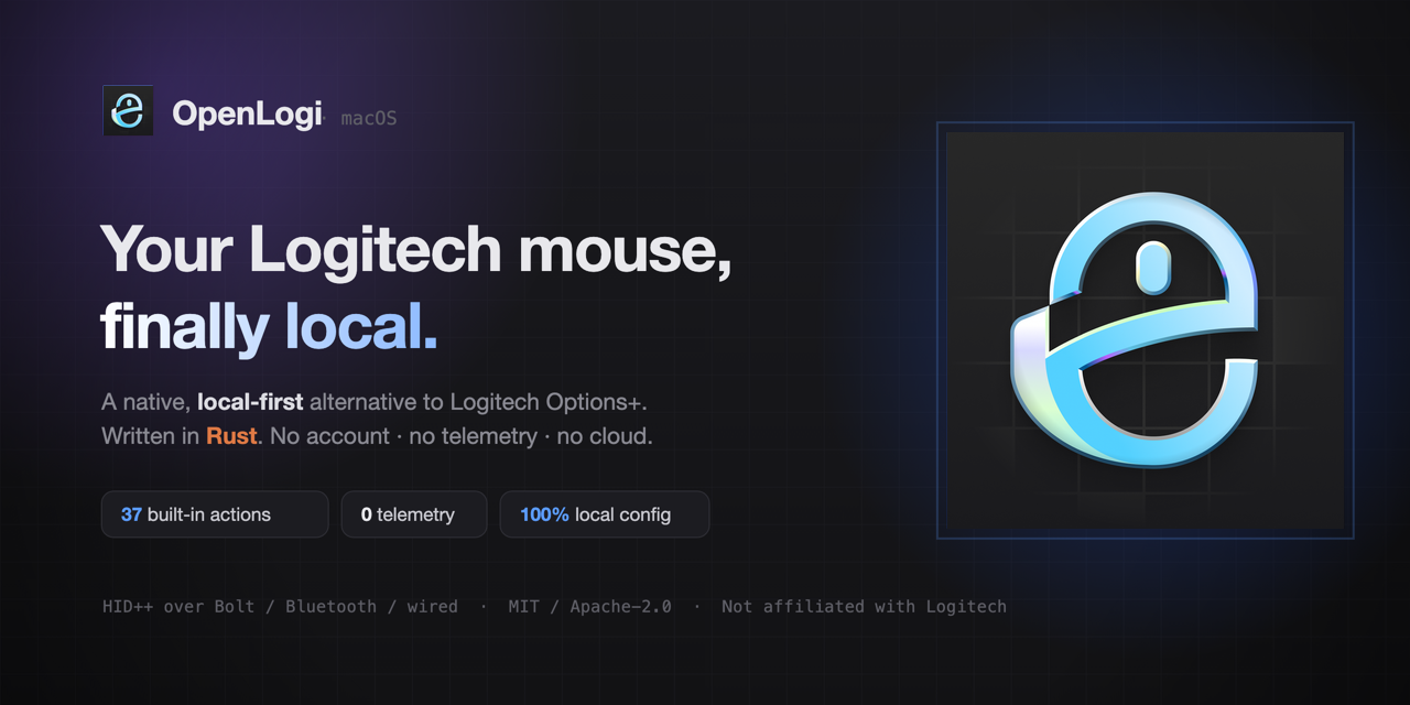 OpenLogi GitHub repository release assets