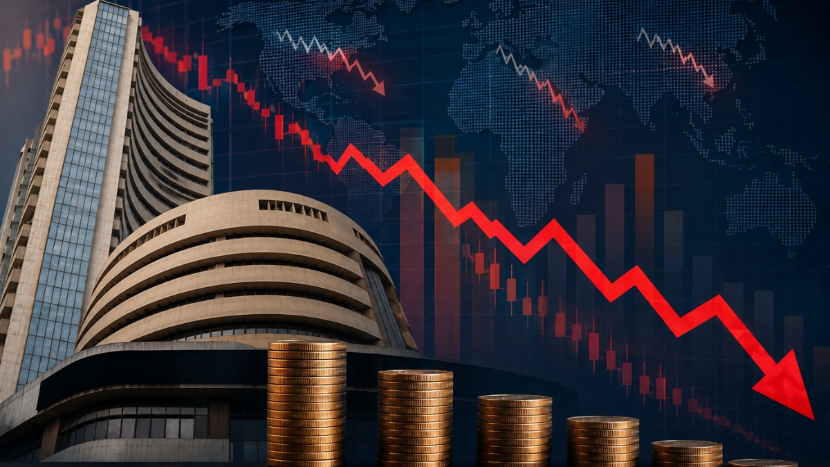 Indian stock market indices showing a downward trend
