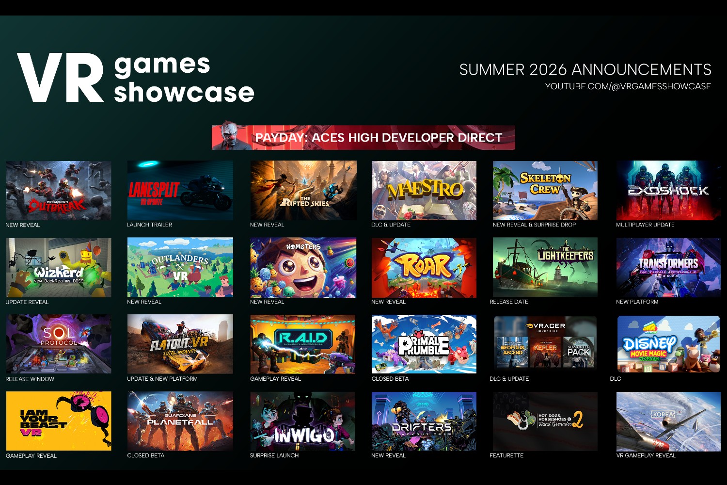 Summer 2026 VR Games Showcase announcement roundup with Breachers: Outbreak and DRIFTERS: Blackout Crew