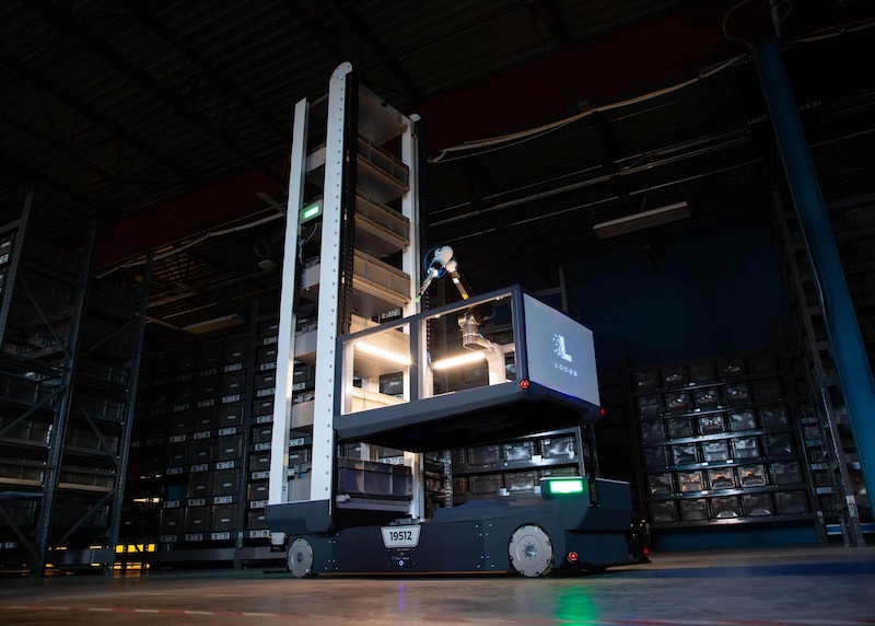 Locus Robotics Locus Array autonomous fulfillment system with mobile robots and picking arms in a warehouse