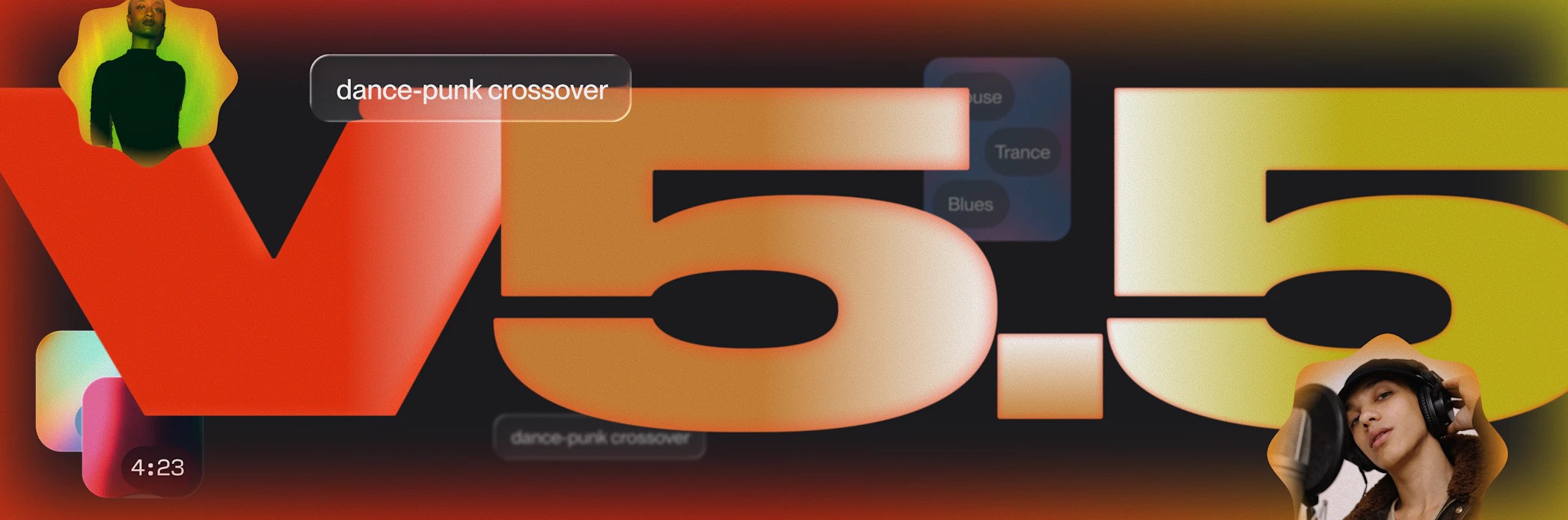 Suno v5.5 banner from RouteNote showing updated interface