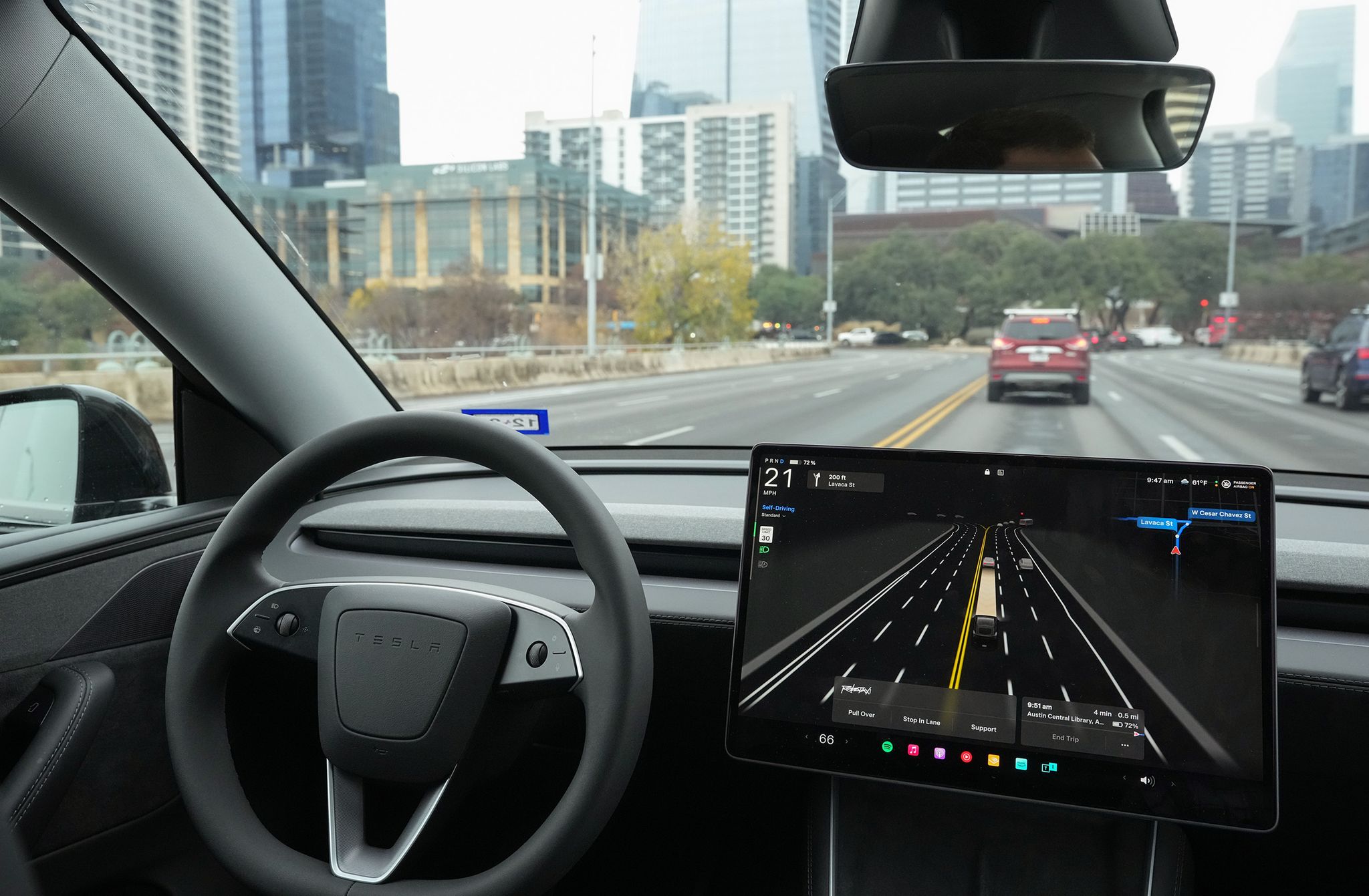 Austin robotaxi crash report graphic showing Avride, Waymo, and Tesla data