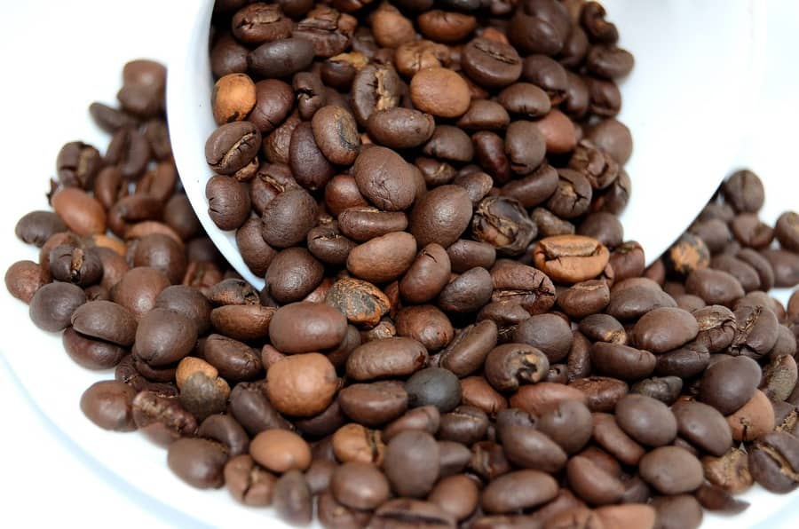 Coffee beans in burlap sack illustrating Brazil's harvest
