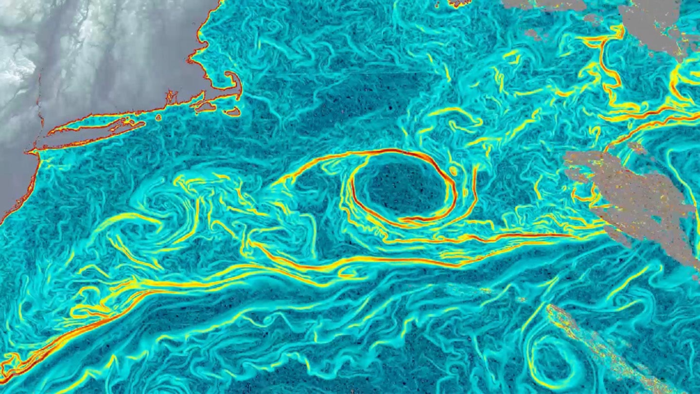 AI-generated GOFLOW ocean current map showing detailed surface circulation patterns