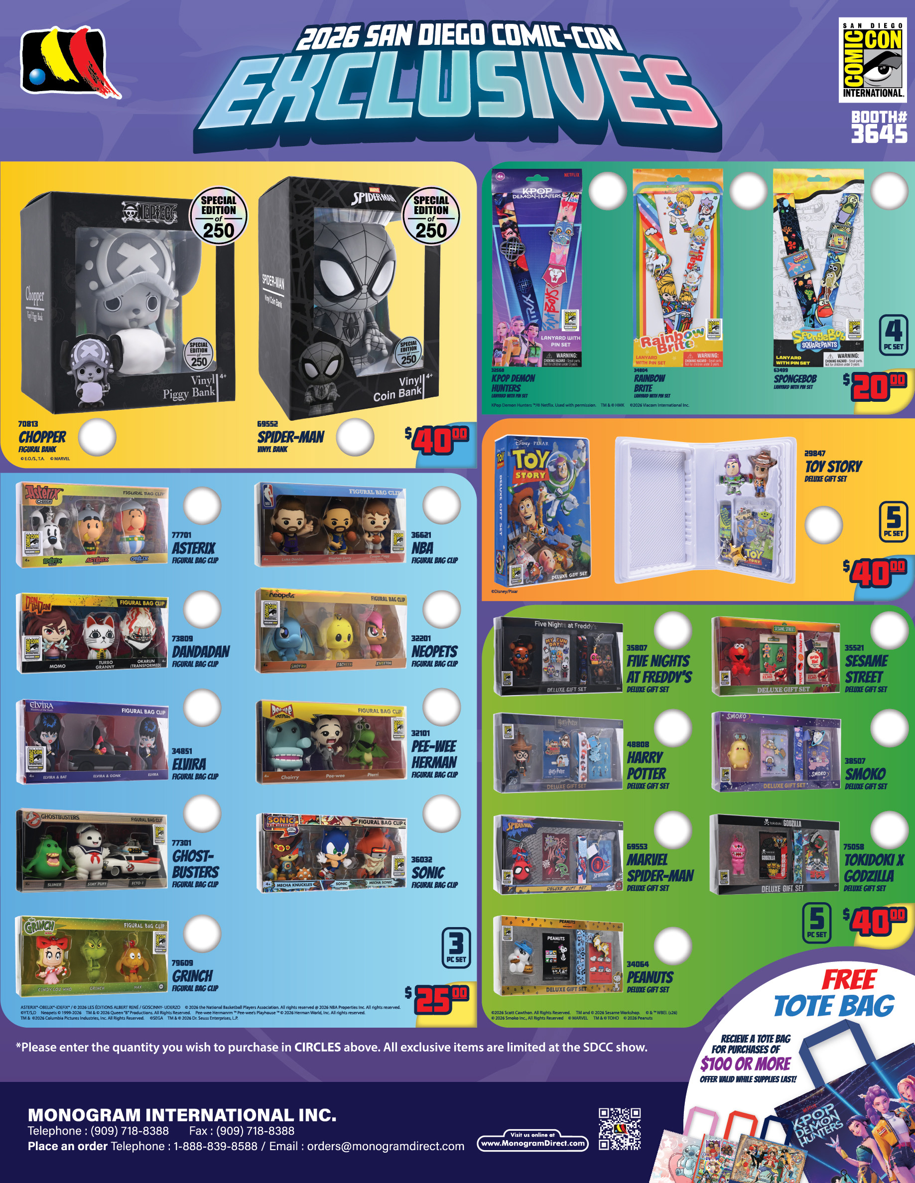 Monogram International Comic-Con 2026 exclusives flyer