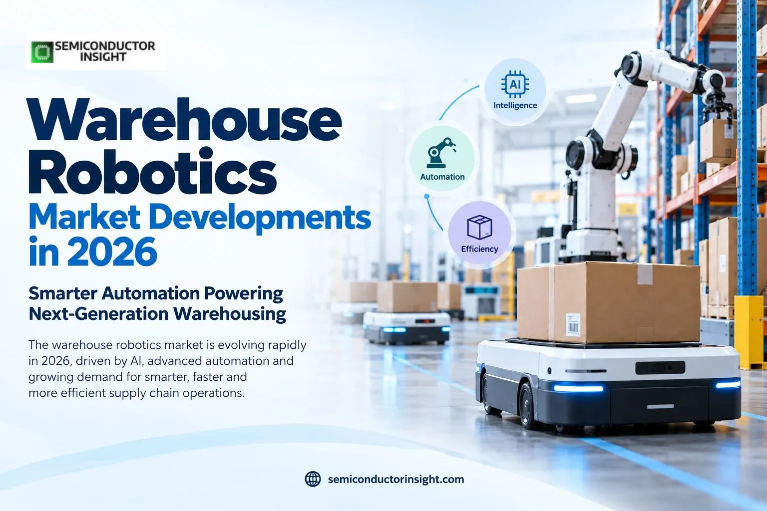 Illustration of advanced warehouse robotics systems