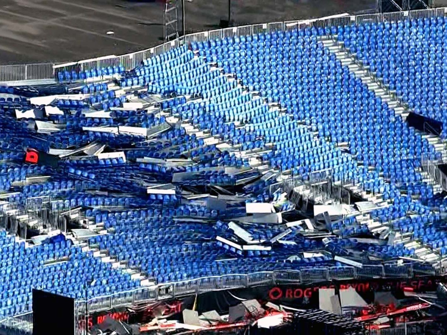 Storm damage at Rogers Stadium in Toronto