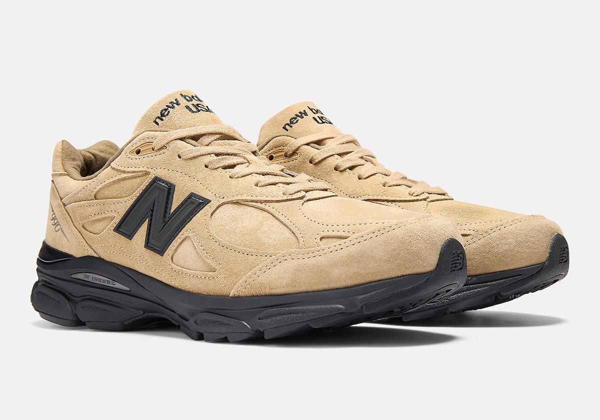 JJJJound New Balance 990v3 in Tan/Black colorway